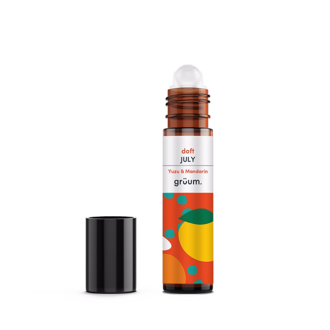Colorful yuzu mandarin roll-on bottle