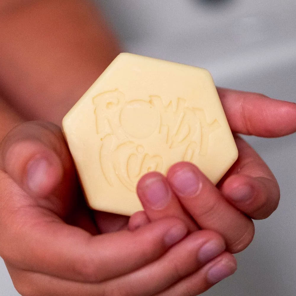 Hexagonal soap in hands