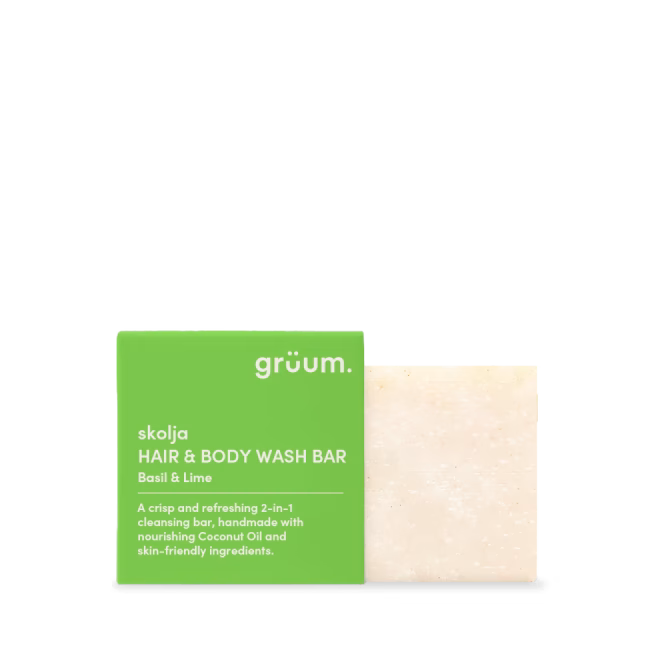 Green hair and body wash bar package