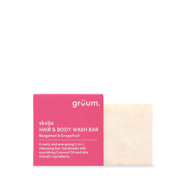 Hair and body wash bar packaging.