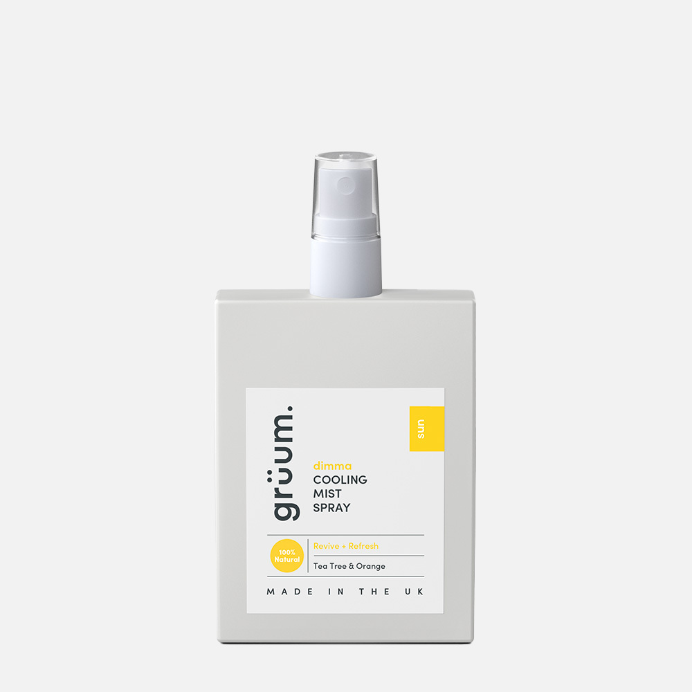 Cooling mist spray bottle with label.