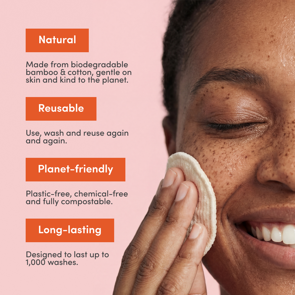 Woman using reusable cotton pad.