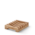 Wooden soap dish with grooves