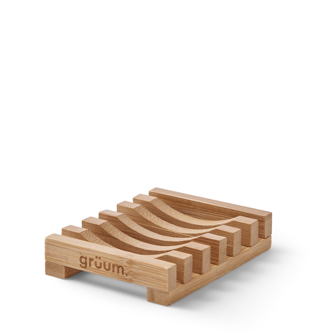 Wooden soap dish with grooves