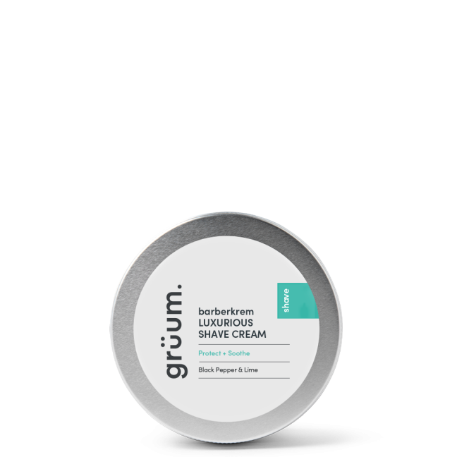 Shave cream tin with green label