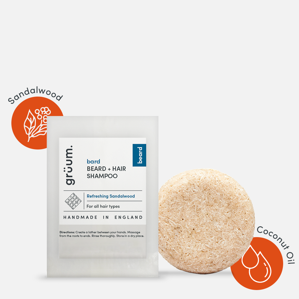 Sandalwood beard shampoo and soap bar.