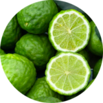 Whole and sliced green bergamots.