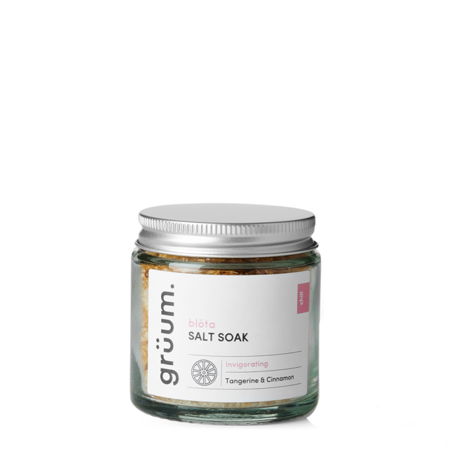 Jar of salt soak with label