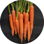 Fresh carrots on dark background.
