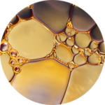Close-up of oil and water bubbles.