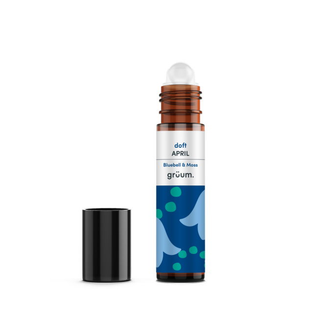 Brown roller bottle with blue pattern