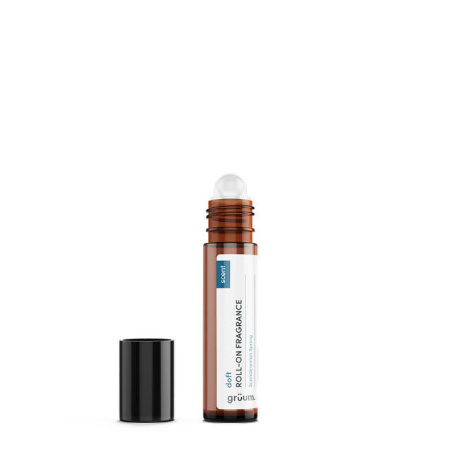 Roll-on fragrance bottle with cap off