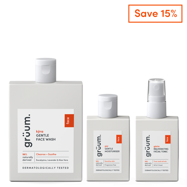 Three skincare products with save 15% banner.