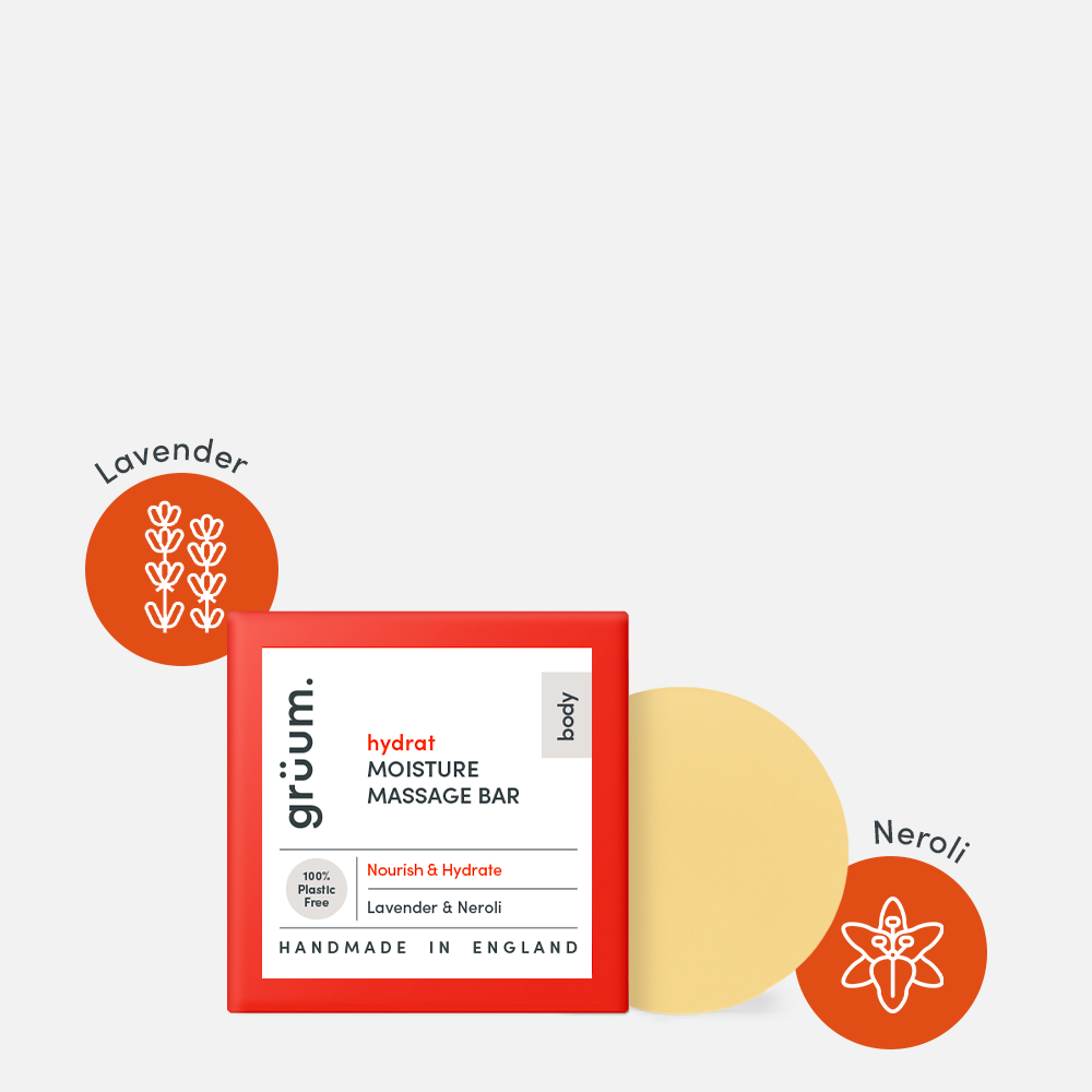 Moisture massage bar with lavender and neroli.