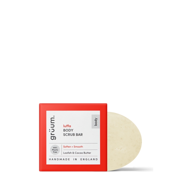 Gruum luffa body scrub bar packaging