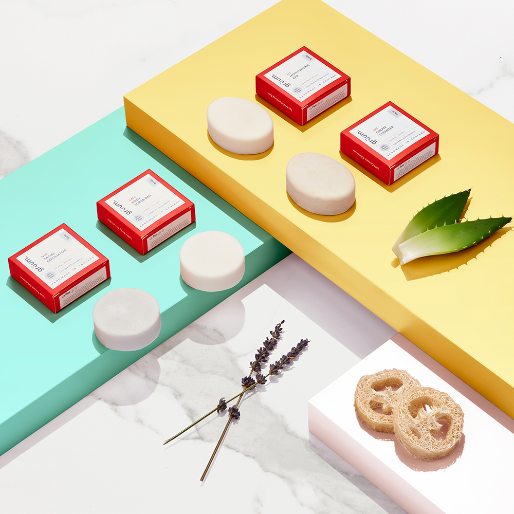 Soap bars with aloe vera and loofah