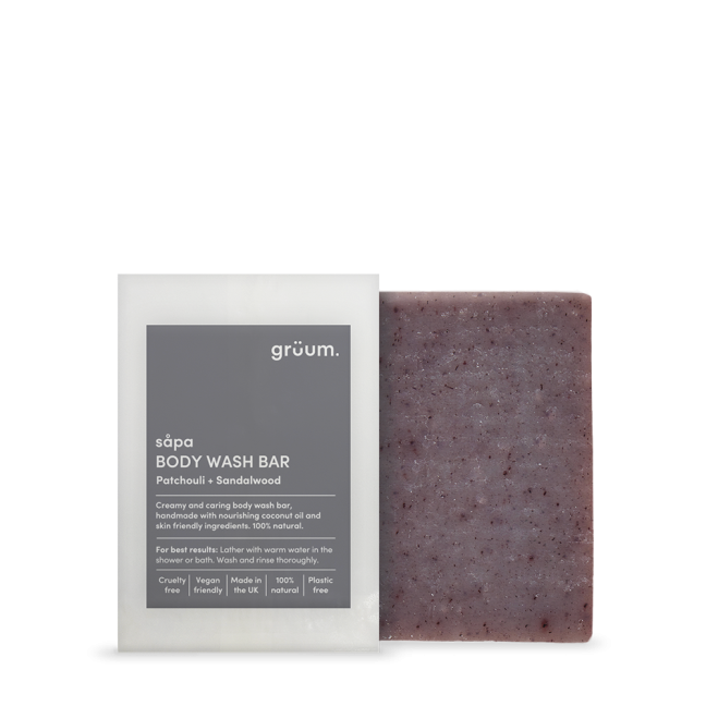 Body wash bar and packaging