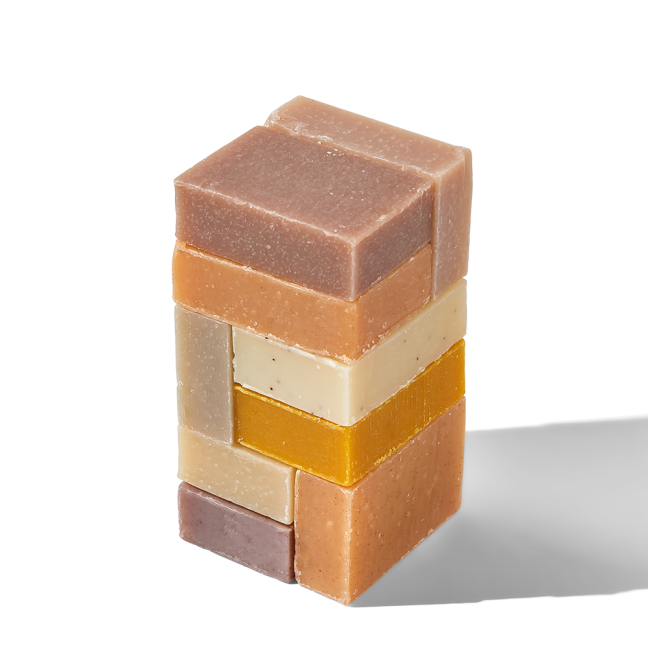 Stacked colorful soap blocks