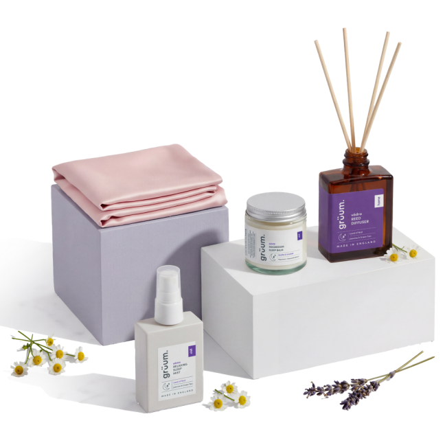 Spa products with flowers and fabric
