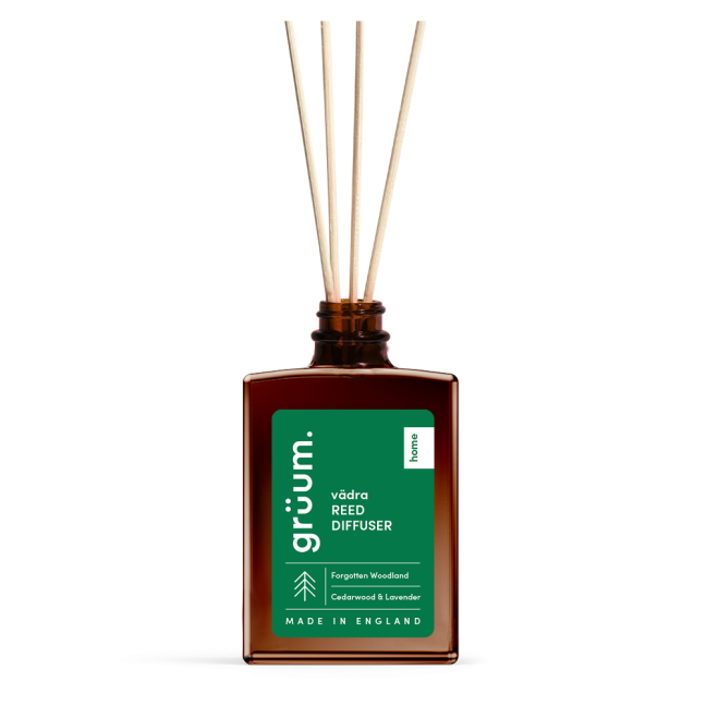 Brown bottle with reed diffuser