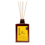 Brown reed diffuser with label