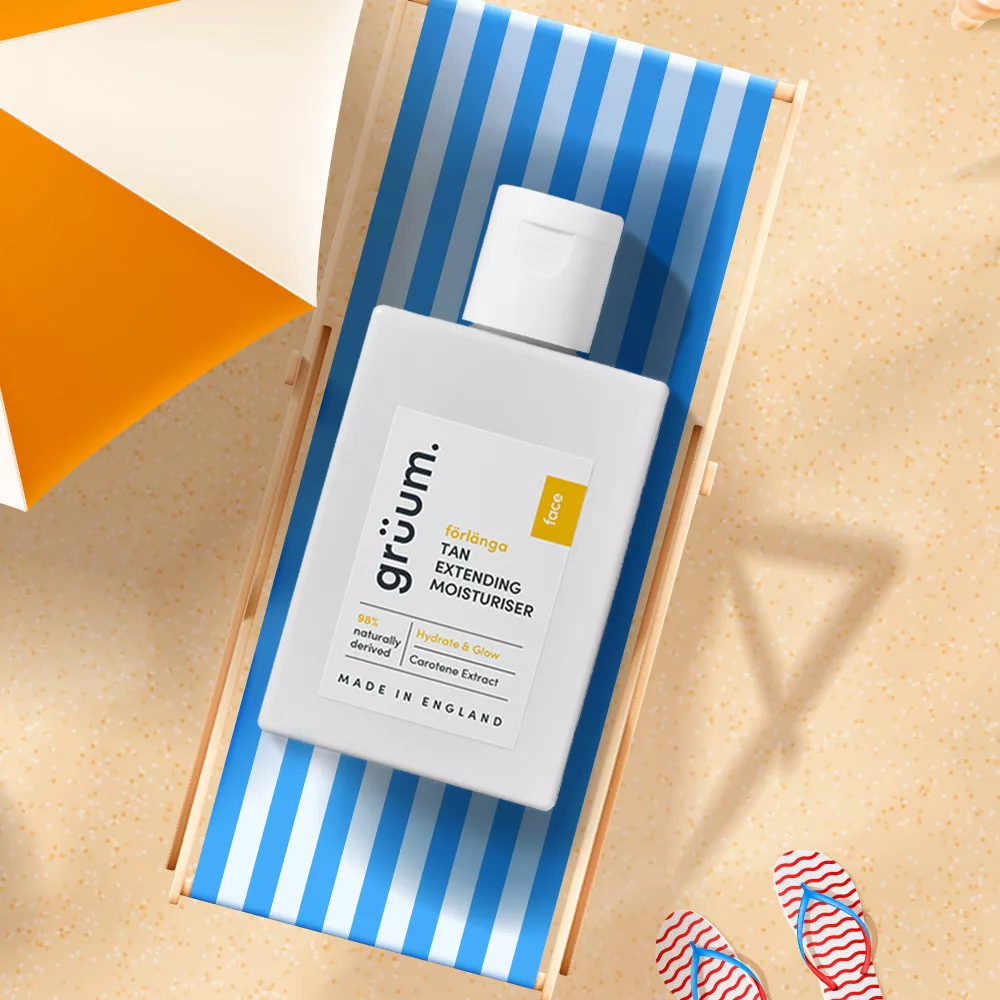 Moisturiser bottle on beach chair