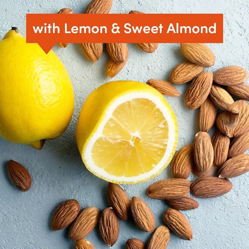 Lemon and almonds with text