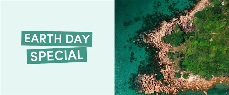 Earth Day Special text and aerial coastline