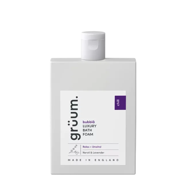 White bottle of luxury bath foam