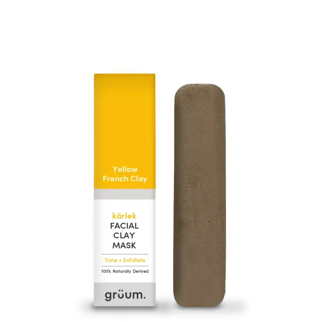 Yellow French clay facial mask stick.