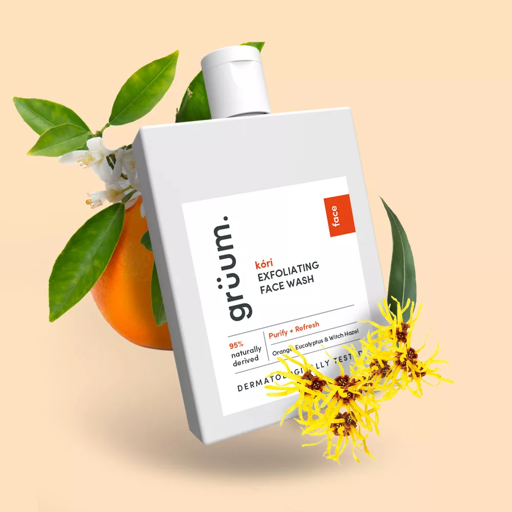 Exfoliating face wash with flowers and orange