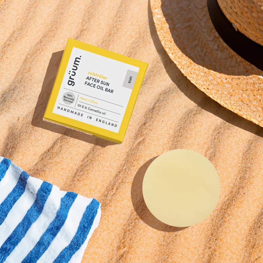 Face oil bar on sandy beach