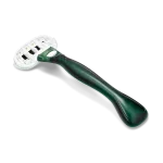 Green handled razor with four blades