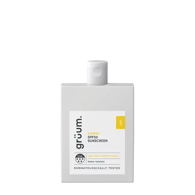 Sunscreen bottle labeled SPF 50.