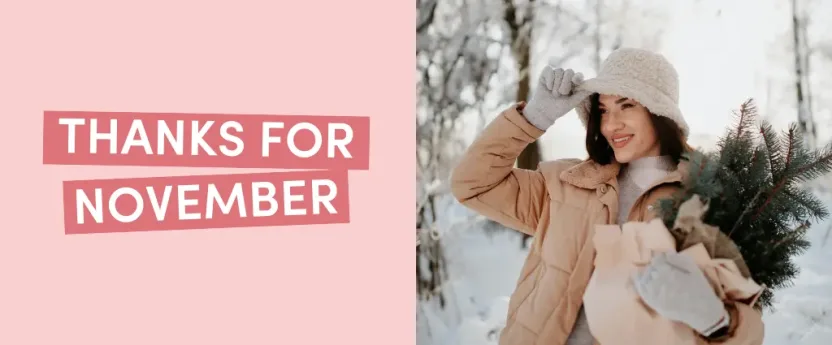 Woman holding pine branches in winter