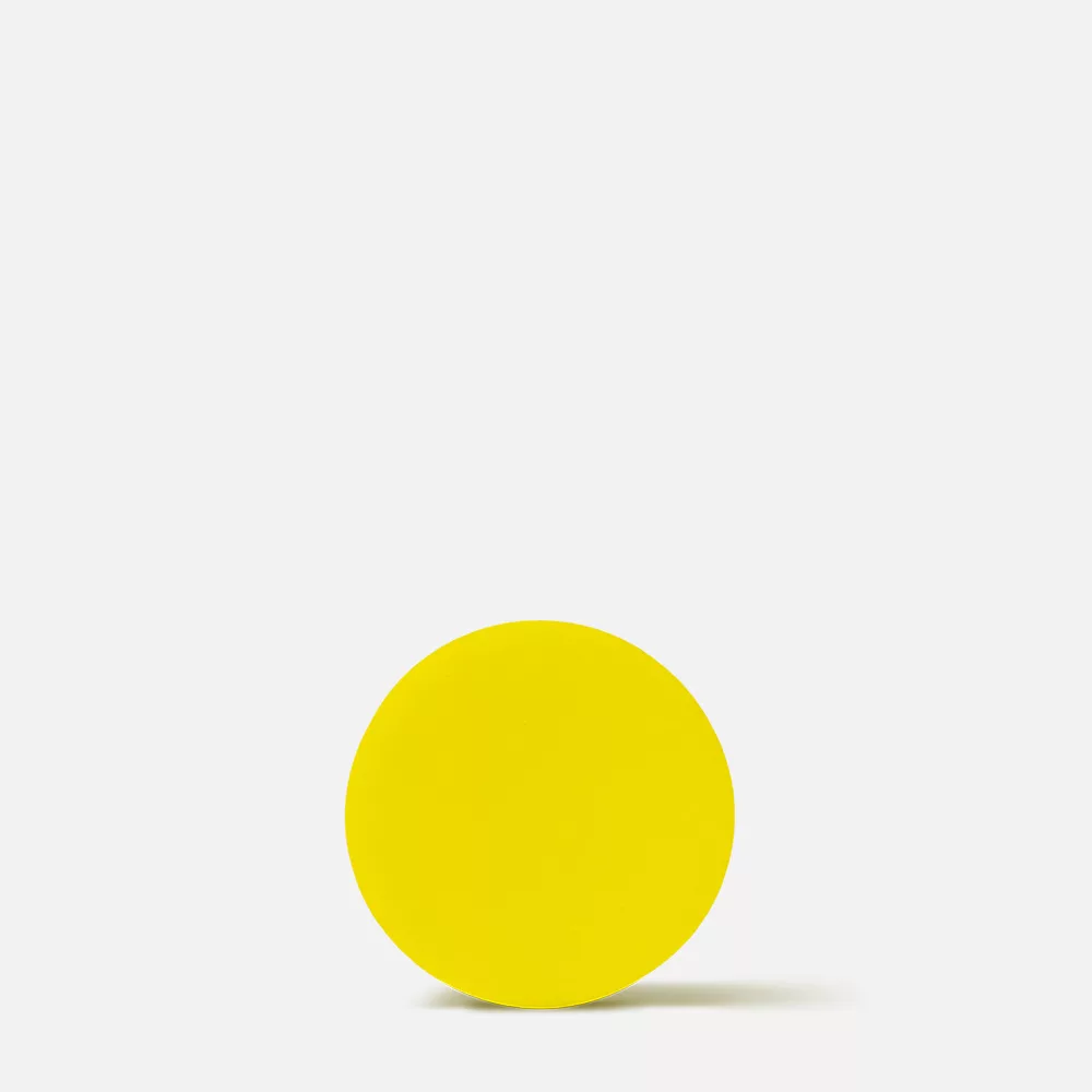 Yellow circle on gray background.